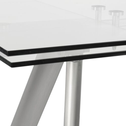Delano 102" Extension Glass Dining Table, Brushed Stainless Steel 6 Delano 102" Extension Glass Dining Table, Brushed Stainless Steel