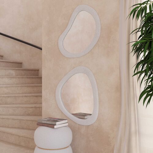 Wyatt Teardrop Boucle Mirror, Cream 2 Wyatt Teardrop Boucle Mirror, Cream