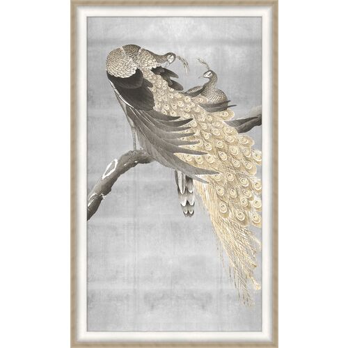 Silvered Peacock Pair 1 Silvered Peacock Pair