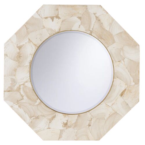 Malaya Clamshell Mosaic Wall Mirror, Cream 1 Malaya Clamshell Mosaic Wall Mirror, Cream