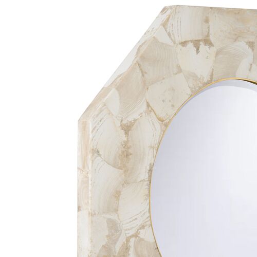 Malaya Clamshell Mosaic Wall Mirror, Cream 2 Malaya Clamshell Mosaic Wall Mirror, Cream