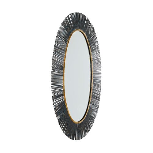 Perseus Iron Oval Sunburst Wall Mirror, Black 2 Perseus Iron Oval Sunburst Wall Mirror, Black