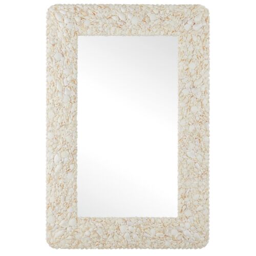 Turbinella Rectangular Shell Wall Mirror, Off-White 1 Turbinella Rectangular Shell Wall Mirror, Off-White