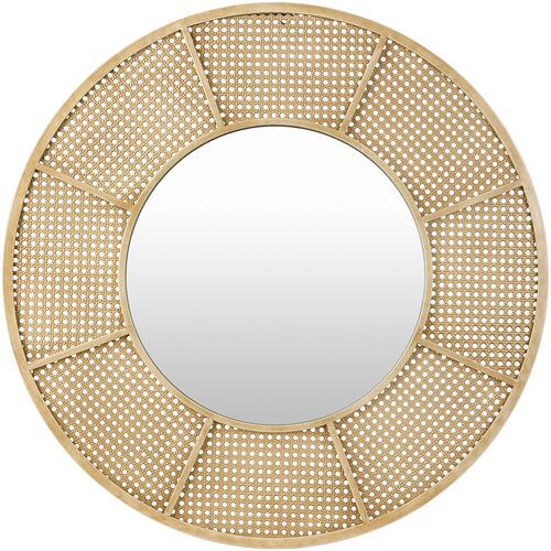 Sansa Round Cane Wall Mirror, Khaki 1 Sansa Round Cane Wall Mirror, Khaki