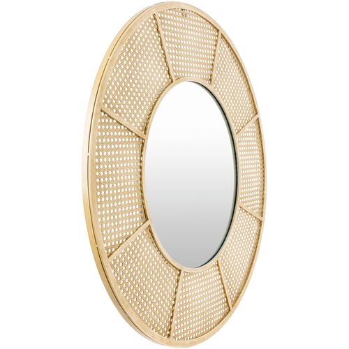 Sansa Round Cane Wall Mirror, Khaki 4 Sansa Round Cane Wall Mirror, Khaki