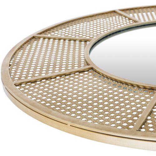 Sansa Round Cane Wall Mirror, Khaki 5 Sansa Round Cane Wall Mirror, Khaki