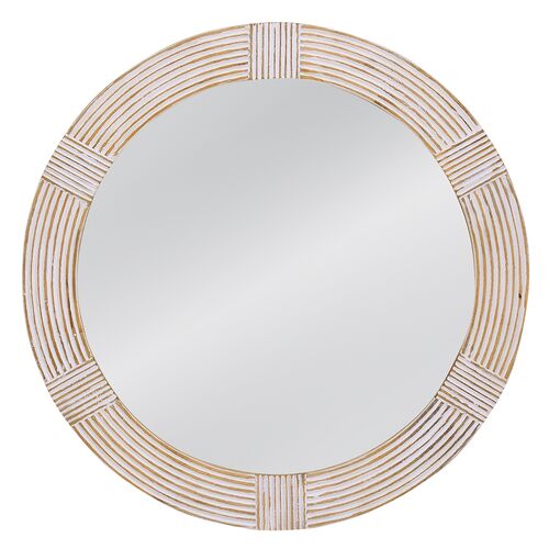 Richard 36" Round Wall Mirror, White Wash 1 Richard 36" Round Wall Mirror, White Wash