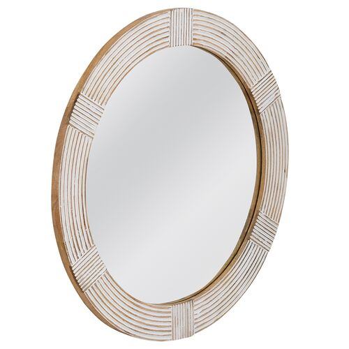 Richard 36" Round Wall Mirror, White Wash 2 Richard 36" Round Wall Mirror, White Wash