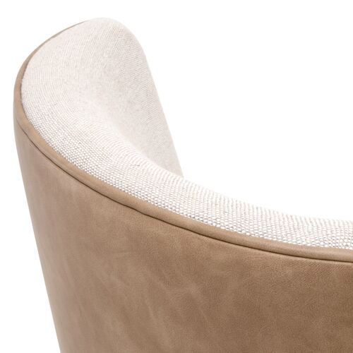 S/2 James Dining Chairs, Performance Bisque Linen/Toast Leather 2 S/2 James Dining Chairs, Performance Bisque Linen/Toast Leather