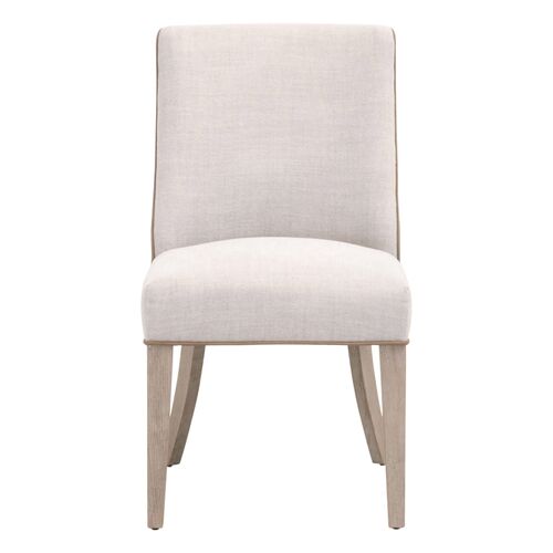 S/2 James Dining Chairs, Performance Bisque Linen/Toast Leather 4 S/2 James Dining Chairs, Performance Bisque Linen/Toast Leather