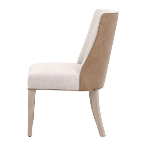 S/2 James Dining Chairs, Performance Bisque Linen/Toast Leather 5 S/2 James Dining Chairs, Performance Bisque Linen/Toast Leather