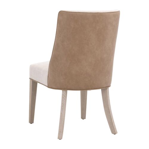 S/2 James Dining Chairs, Performance Bisque Linen/Toast Leather 6 S/2 James Dining Chairs, Performance Bisque Linen/Toast Leather