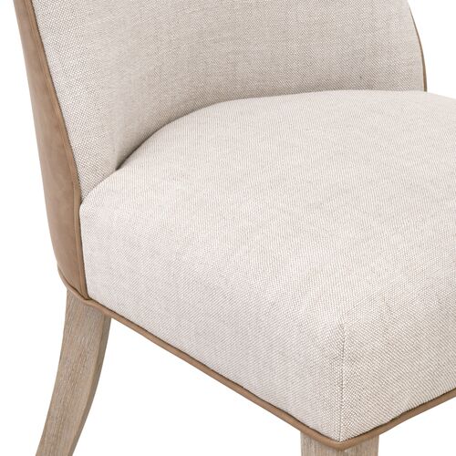 S/2 James Dining Chairs, Performance Bisque Linen/Toast Leather 7 S/2 James Dining Chairs, Performance Bisque Linen/Toast Leather