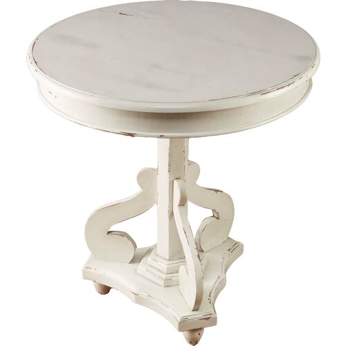 Amandus Round Side Table, Weathered White 1 Amandus Round Side Table, Weathered White