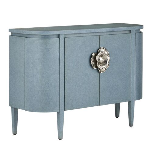 Briallen Demilune Cabinet, Lacquered Blue Linen 1 Briallen Demilune Cabinet, Lacquered Blue Linen