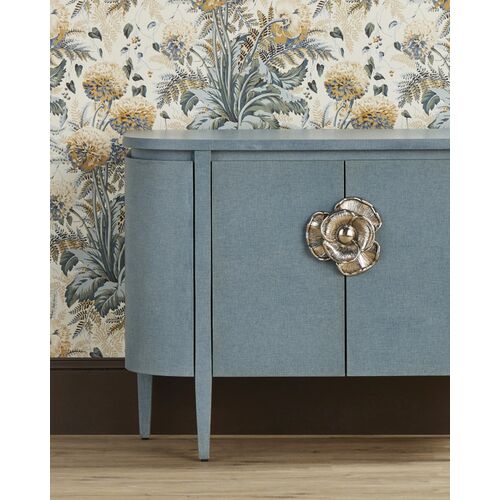 Briallen Demilune Cabinet, Lacquered Blue Linen 10 Briallen Demilune Cabinet, Lacquered Blue Linen