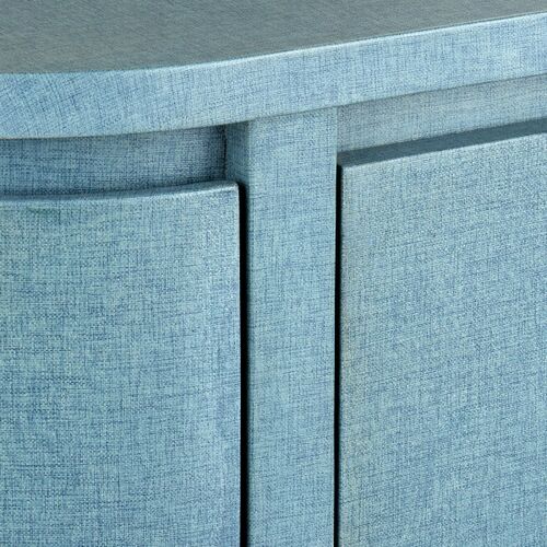 Briallen Demilune Cabinet, Lacquered Blue Linen 3 Briallen Demilune Cabinet, Lacquered Blue Linen