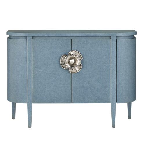 Briallen Demilune Cabinet, Lacquered Blue Linen 5 Briallen Demilune Cabinet, Lacquered Blue Linen