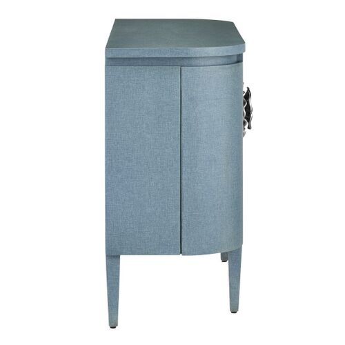 Briallen Demilune Cabinet, Lacquered Blue Linen 7 Briallen Demilune Cabinet, Lacquered Blue Linen