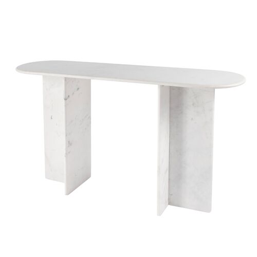 Victoria Banswara Marble Console Table, White 1 Victoria Banswara Marble Console Table, White