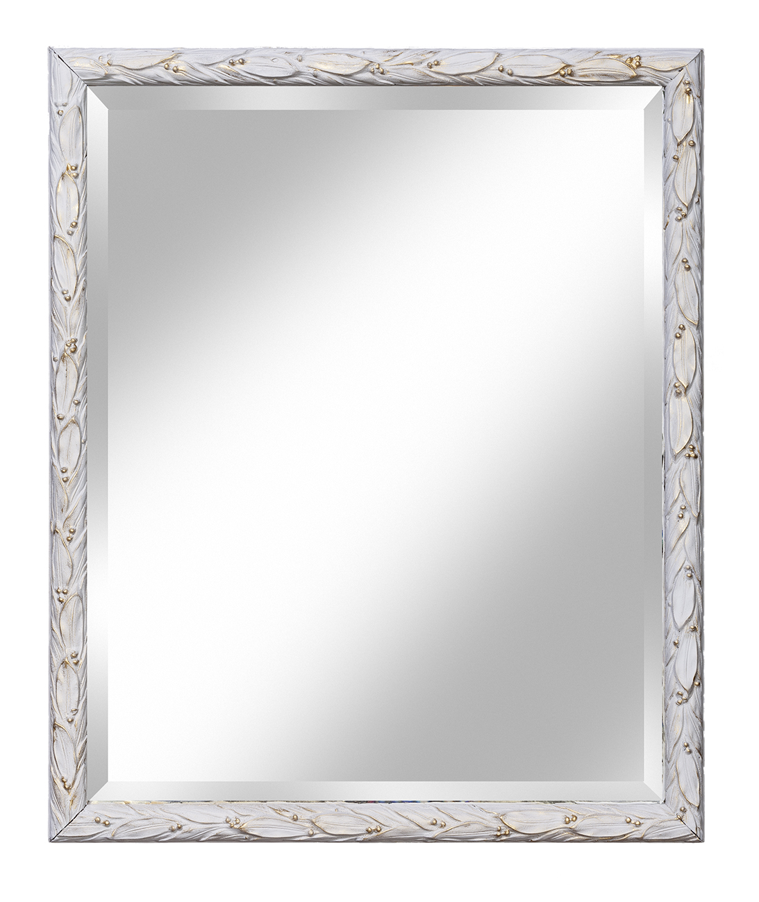 Pale Gray & Gold Italian Beveled Mirror, 23" x 28" 1 Pale Gray & Gold Italian Beveled Mirror, 23" x 28"