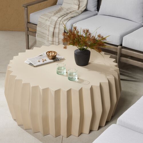 Gina Outdoor Concrete Coffee Table, Parchment White 2 Gina Outdoor Concrete Coffee Table, Parchment White