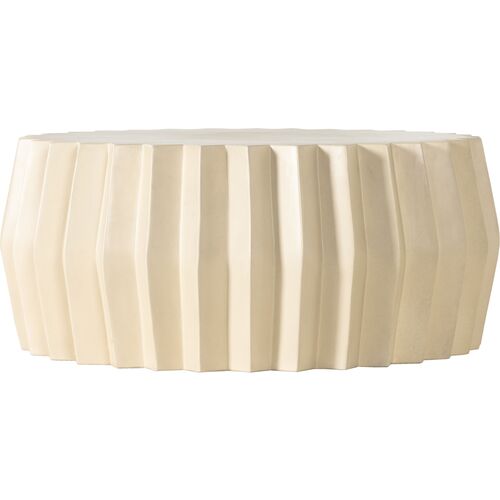 Gina Outdoor Concrete Coffee Table, Parchment White 3 Gina Outdoor Concrete Coffee Table, Parchment White