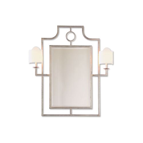 Doheny Sconces Wall Mirror, Silver 1 Doheny Sconces Wall Mirror, Silver