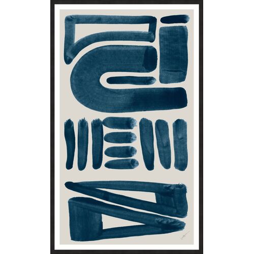 Tribal Text Indigo I Painting by Dawn Sweitzer