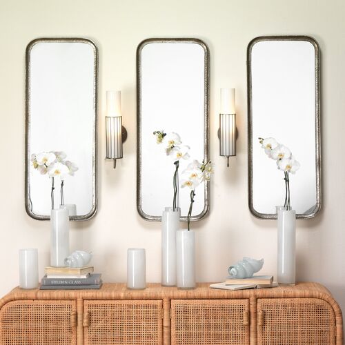 Capital Rectangle Wall Mirror, Silver Leaf 2 Capital Rectangle Wall Mirror, Silver Leaf