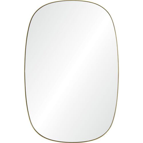 Thanatos Soft Rounded Wall Mirror, Brushed Brass 1 Thanatos Soft Rounded Wall Mirror, Brushed Brass