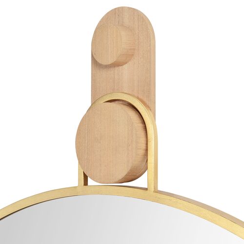 Kaia Round Wall Mirror, Gold Leaf/White Oak 3 Kaia Round Wall Mirror, Gold Leaf/White Oak