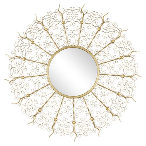 Levain Swirl Iron 45" Round Wall Mirror, Gold Leaf 1 Levain Swirl Iron 45" Round Wall Mirror, Gold Leaf