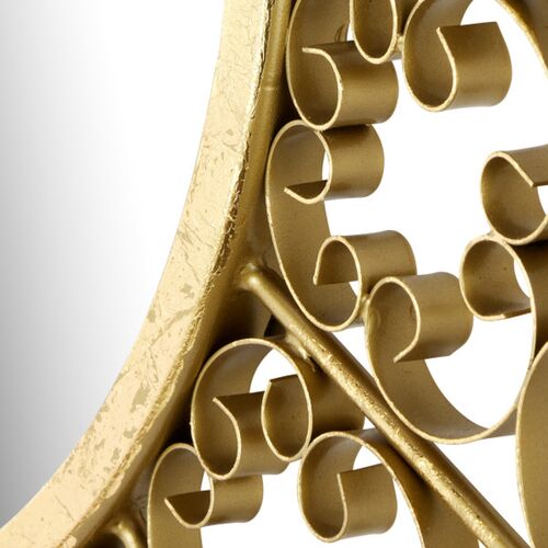Levain Swirl Iron 45" Round Wall Mirror, Gold Leaf 2 Levain Swirl Iron 45" Round Wall Mirror, Gold Leaf