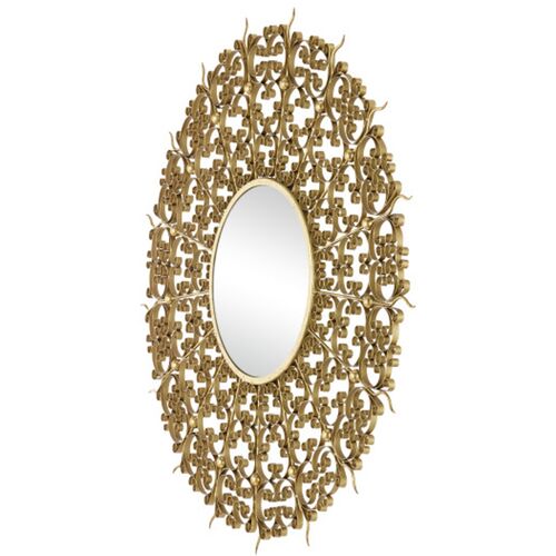 Levain Swirl Iron 45" Round Wall Mirror, Gold Leaf 4 Levain Swirl Iron 45" Round Wall Mirror, Gold Leaf