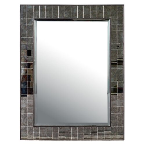Mosaico Rectangular Wall Mirror, Ebony/Antique Mirror Tile 1 Mosaico Rectangular Wall Mirror, Ebony/Antique Mirror Tile