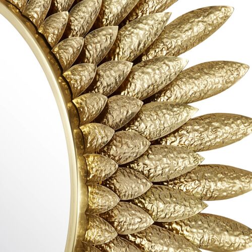 Plume Brass Feather 39" Round Wall Mirror, Gold 2 Plume Brass Feather 39" Round Wall Mirror, Gold