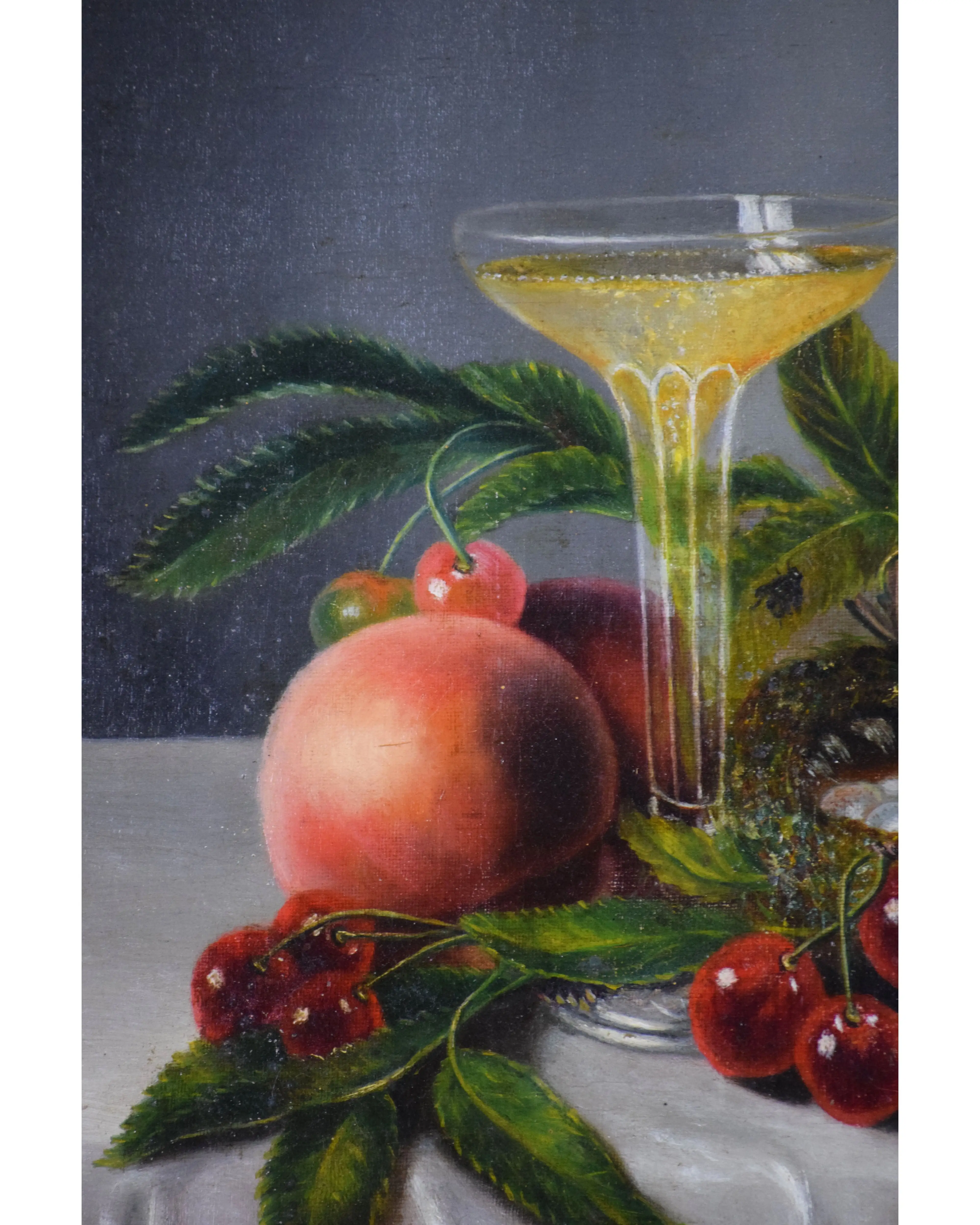 19th C Champagne & Cherries Still Life 3 19th C Champagne & Cherries Still Life