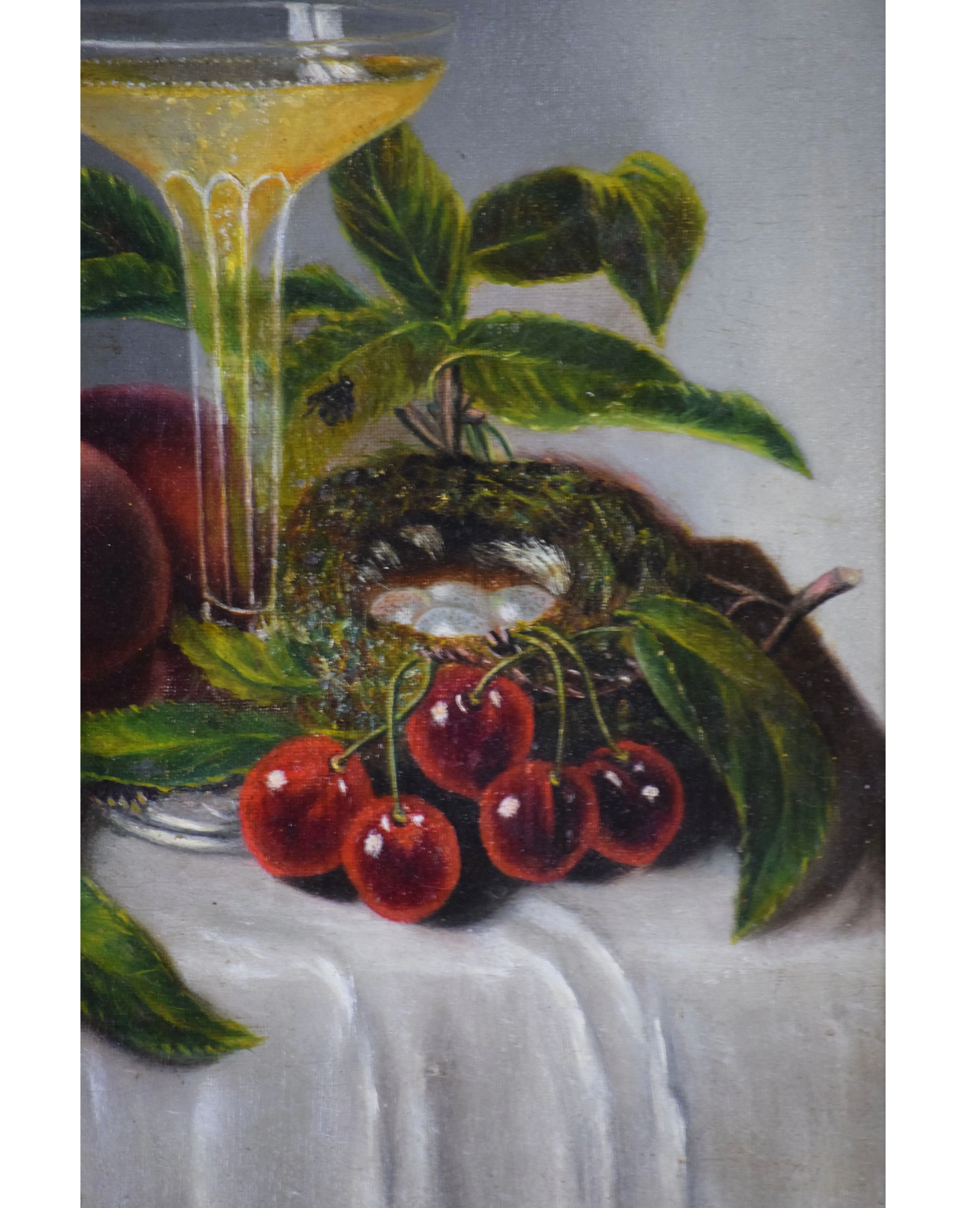 19th C Champagne & Cherries Still Life 4 19th C Champagne & Cherries Still Life