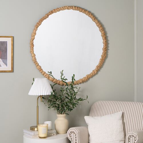 Eilat Round Wood Wall Mirror, Natural 2 Eilat Round Wood Wall Mirror, Natural