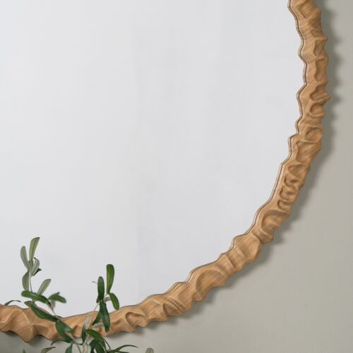 Eilat Round Wood Wall Mirror, Natural 6 Eilat Round Wood Wall Mirror, Natural