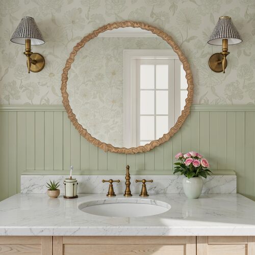 Eilat Round Wood Wall Mirror, Natural 7 Eilat Round Wood Wall Mirror, Natural