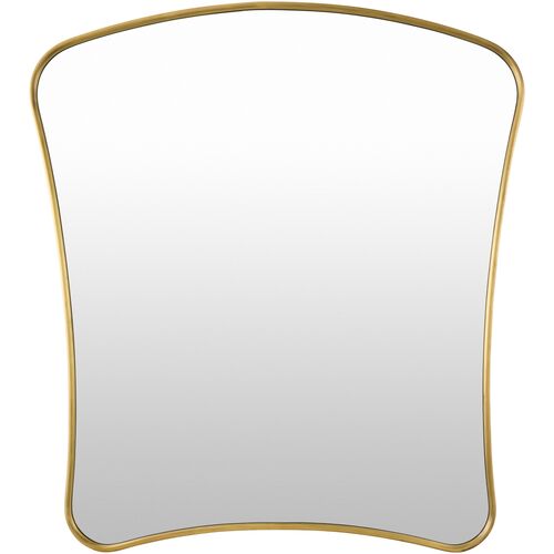 Zevran Curved Brass Mantel Wall Mirror, Gold 1 Zevran Curved Brass Mantel Wall Mirror, Gold