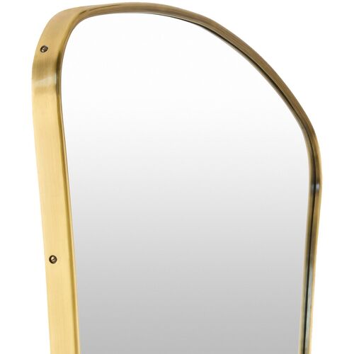 Zevran Curved Brass Mantel Wall Mirror, Gold 3 Zevran Curved Brass Mantel Wall Mirror, Gold