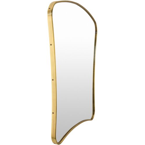 Zevran Curved Brass Mantel Wall Mirror, Gold 4 Zevran Curved Brass Mantel Wall Mirror, Gold