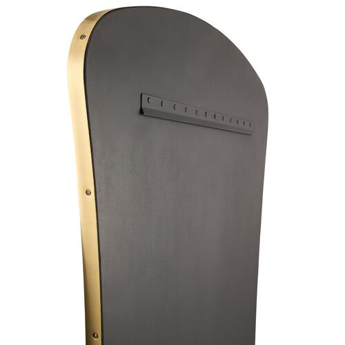 Zevran Curved Brass Mantel Wall Mirror, Gold 5 Zevran Curved Brass Mantel Wall Mirror, Gold