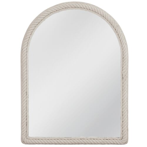 Koa Arched Rope Wall Mirror, White 1 Koa Arched Rope Wall Mirror, White