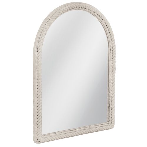 Koa Arched Rope Wall Mirror, White 2 Koa Arched Rope Wall Mirror, White