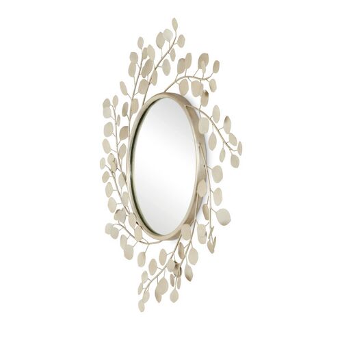 Lunaria Petal Round Wall Mirror, Silver 3 Lunaria Petal Round Wall Mirror, Silver