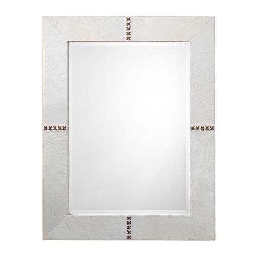 Cross Stitch Hide Rectangle Wall Mirror, White 1 Cross Stitch Hide Rectangle Wall Mirror, White
